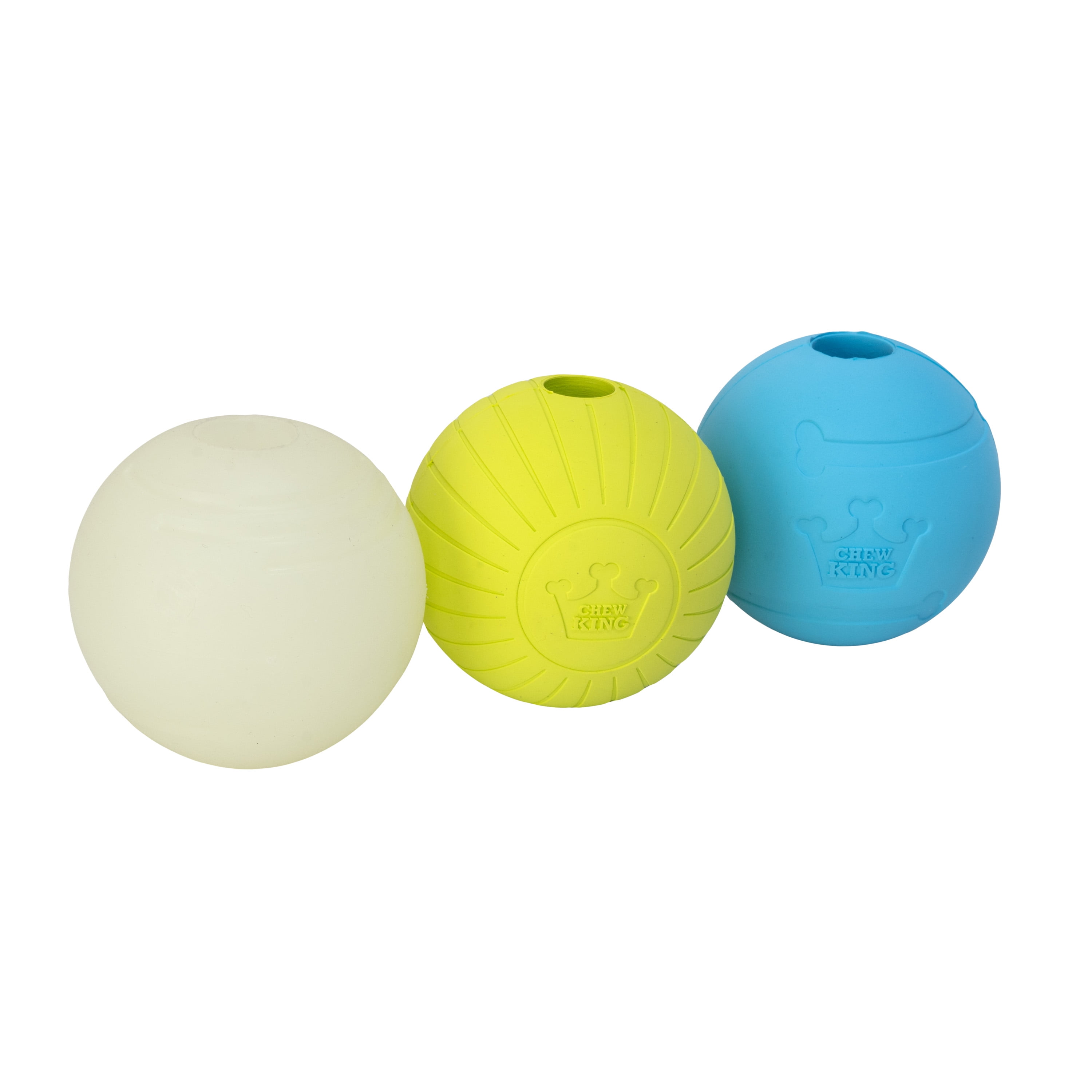 Chew King By Mammoth 2.5" All-Natural Rubber Fetch Ball Combo, Multicolored, 3 Pack Set