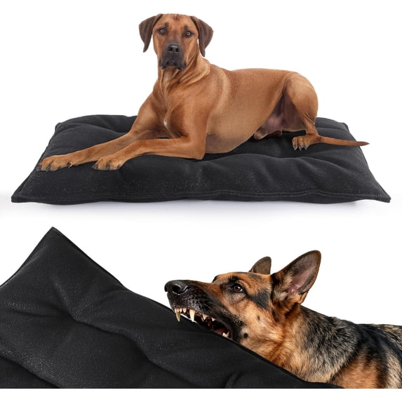Chew Proof Indestructible Dog Beds for Aggressive Chewers,Durable Dog Crate Pad,Washable Tough Pet Mats for Kennel,Black,M 18x29 in