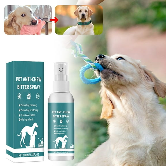 No Chew Spray for Dogs and Cats, Natural Bitter Spray for Dogs to Stop Chewing, Deterrent Spray for Puppy Training, Protect Furniture, Shoes, Cords - No Alcohol Safe Anti-Chew Bitter Dog Spray