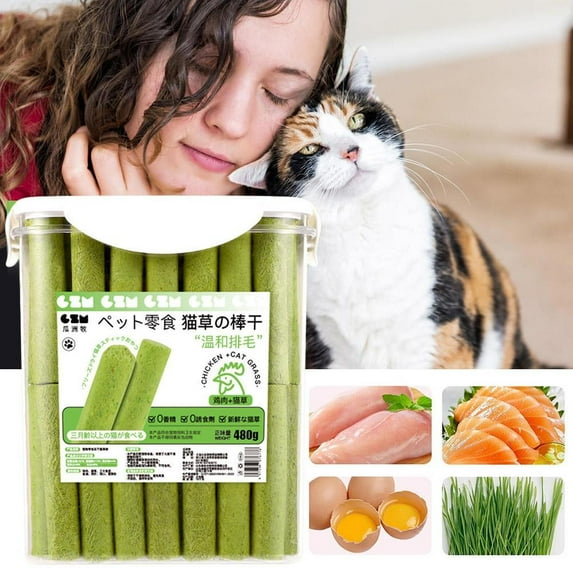 Chew Sticks for Cats, Cat Teeth Cleaning Cat Grass Stick, Natural Grass Molar Rod for Cat Indoor Travel Kitten Chew Stick Cat Teething Toy for Hairball