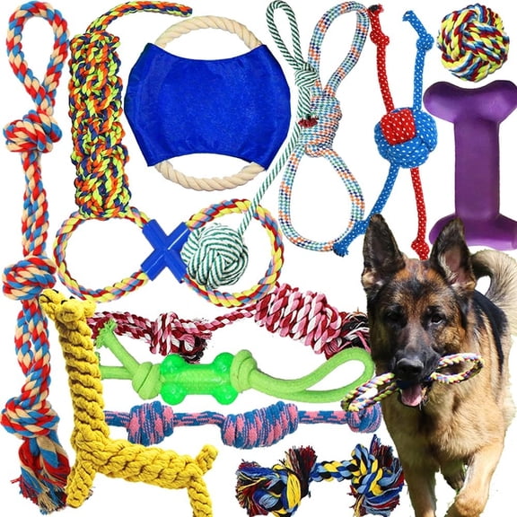 Chew Toy Natural Rubber chew Toy for Interactive Play Toy Ball Rope Rubber Value Set for Small to Medium Breed Dog mutt Puppy
