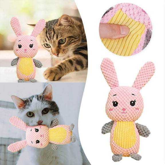 Chew Toys for Dogs Interactive Rabbit Squeaky Toy with Ringing Paper Stuffed Animal Chew Toy for Puppies Small Medium Dogs