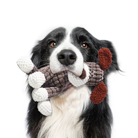 Chew Toys Indestructible for Aggressive Chewers - Squeaky Teething Toy for Indoor Play - Stuffed Animal Toy for Small Medium Dogs - Dog Toys for Teething and Interactive,25cm,Brown