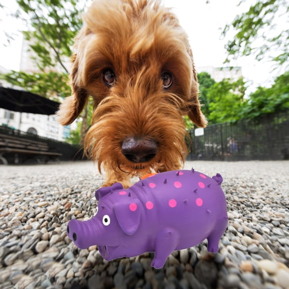 Chew Toys for Dogs Latex Squeaky Piglet Toy - Polka Pattern Dog Toy for Teething and Entertainment