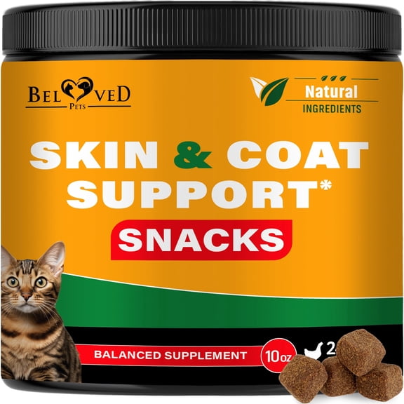 Beloved Pets Natural Chicken Flavored Healthy Skin & Coat Soft Chew for Cats, 10 oz Jar