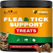 Beloved Pets Natural Flea & Tick Support Chicken Flavored Soft Chew for Skin & Coat Supplement for Cats, 10-oz Jar (Chicken)