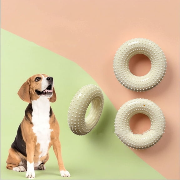 Chewable Toothbrushing Dog Toy – Talking Doughnut Puppy Toy for Dental Health, Interactive Squeaky Chew Toys for Small Medium Dogs
