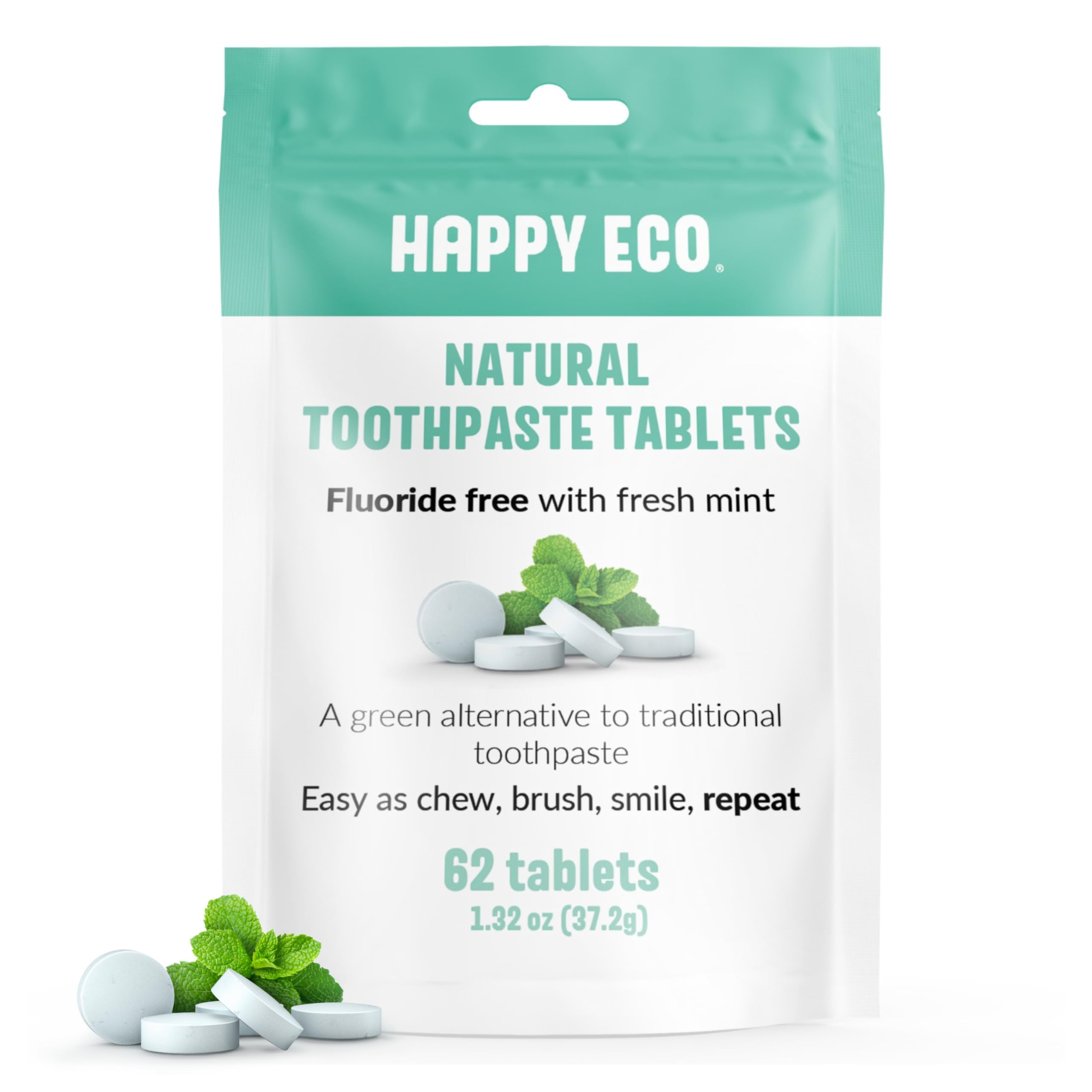 Chewable Toothpaste Tablets Fluoride Free (62pcs) EcoFriendly Toothpaste Toothpaste Tabs
