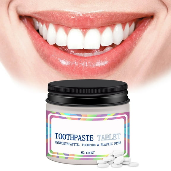 Chewable Toothpaste Tablets Natural Paste Tabs Earth Friendly Glass Jar NO-Fluoride Remineralizing Hydroxyapatite