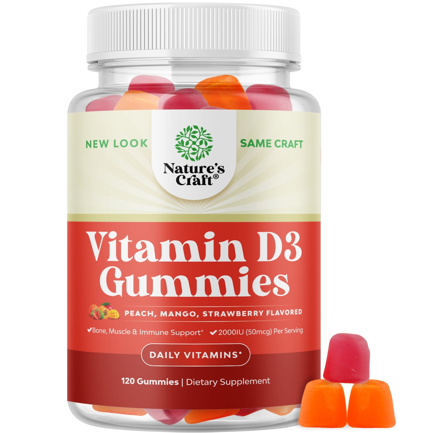 Chewable Vitamin D Gummies for Adults Delicious Daily 2000IU per