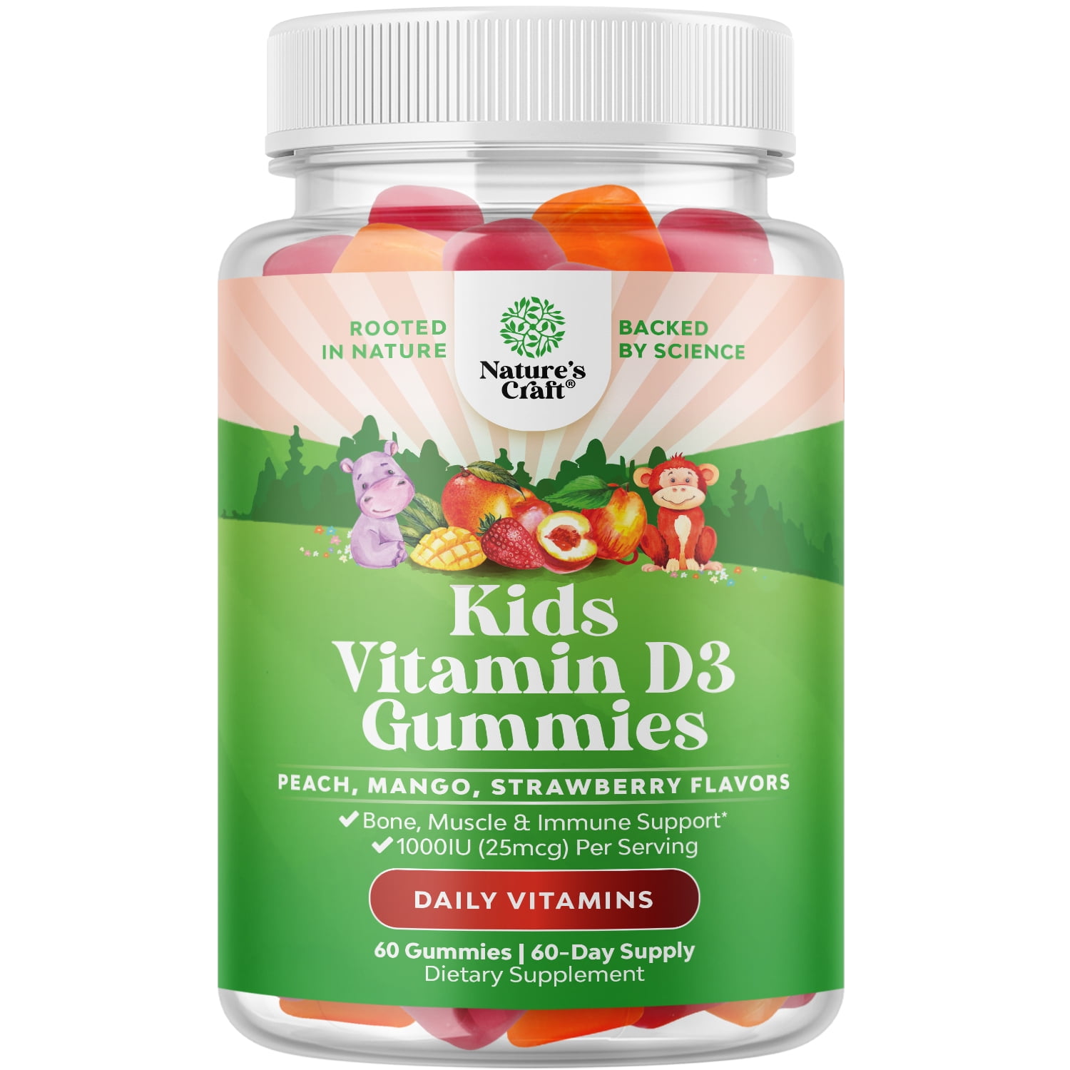 Chewable Vitamin D Gummies Delicious Kids Vitamin D 1000 IU per