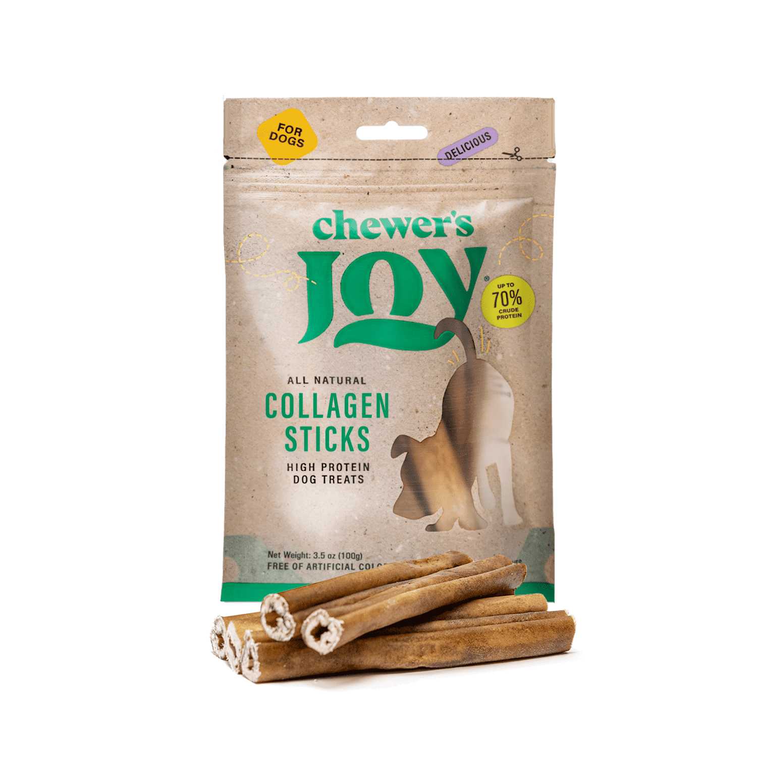 Chewer's Joy Collagen Dog Treats – Single Ingredient Long-Lasting Chews, 5–6" (5CT)