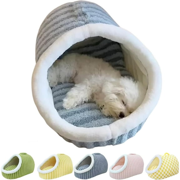 Chewie Cozy Dog Nest, Zentric Hideaway Dog Bed, Cozy Hideaway Pet Bed Dogs, Cat Dog Bed with Blanket, Soft Pet Slipper Cave Bed, Covered Dog Bed for Dogs Cats (Blue, S/17.7 x 11.8 x 9.8 in)