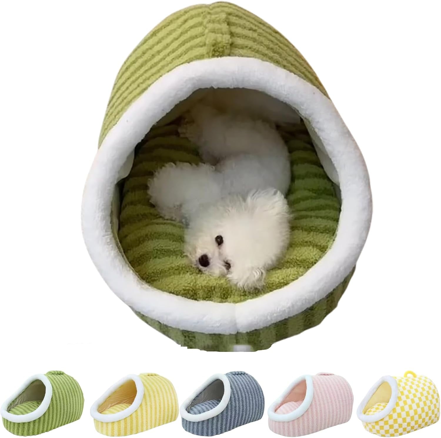 Chewie Cozy Dog Nest, Zentric Hideaway Dog Bed, Cozy Hideaway Pet Bed Dogs, Cat Dog Bed with Blanket, Soft Pet Slipper Cave Bed, Covered Dog Bed for Dogs Cats (Green, S/17.7 x 11.8 x 9.8 in)