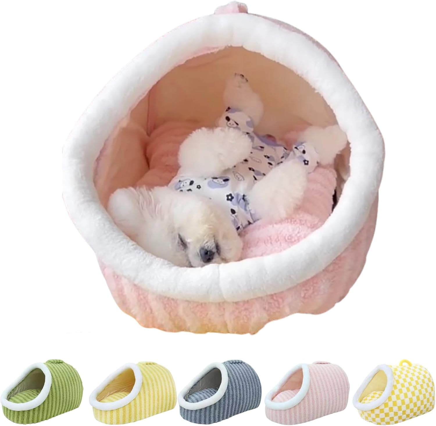 Chewie Cozy Dog Nest, Zentric Hideaway Dog Bed, Cozy Hideaway Pet Bed Dogs, Cat Dog Bed with Blanket, Soft Pet Slipper Cave Bed, Covered Dog Bed for Dogs Cats (Pink, Large/23.6 x 17.7 × 13.8 in)