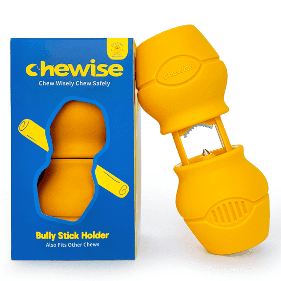 Chewise Bully Stick Holder for Dogs, Secure Heavy Duty BPA-Free Safety Device to Help Prevent Choking, Adjustable Chew Holder for Various Bully Sticks and Dog Sizes