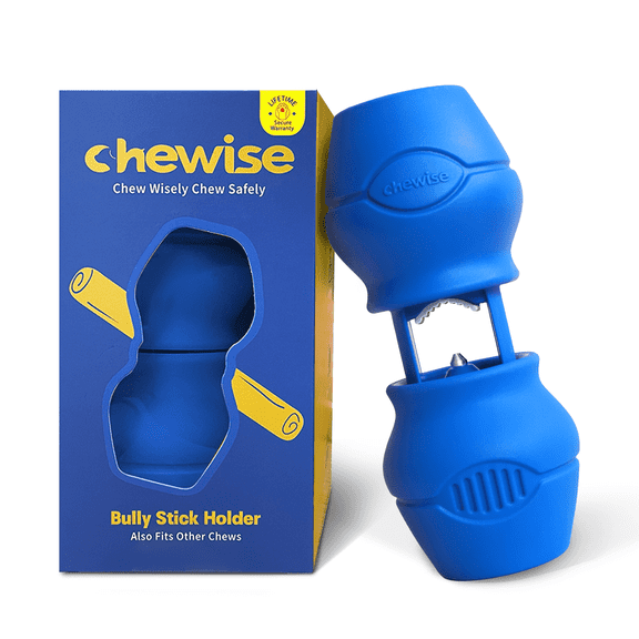Chewise Bully Stick Holder for Dogs, Secure Heavy Duty BPA-Free Safety Device to Help Prevent Choking, Adjustable Chew Holder for Various Bully Sticks and Dog Sizes