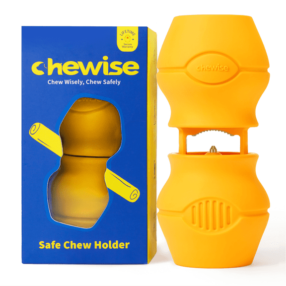 Chewise Bully Stick Holder for Dogs, Secure Heavy Duty BPA-Free Safety Device to Help Prevent Choking, Adjustable Chew Holder for Various Bully Sticks and Dog Sizes