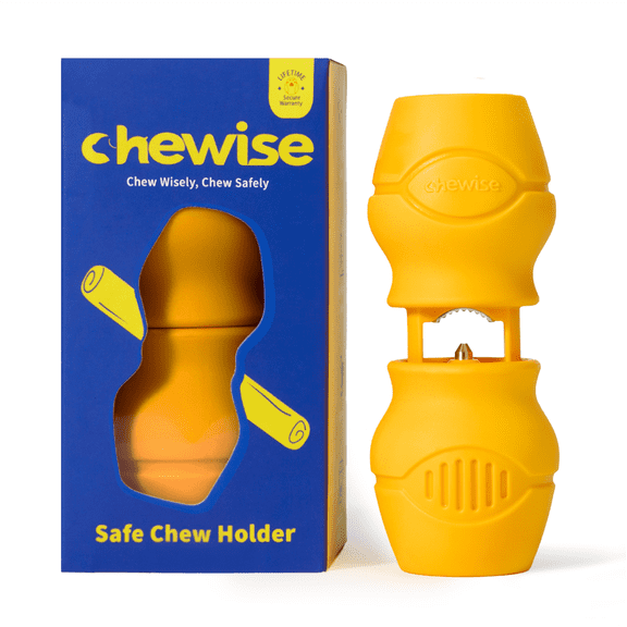 Chewise Bully Stick Holder for Dogs, Secure Heavy Duty BPA-Free Safety Device to Help Prevent Choking, Adjustable Chew Holder for Various Bully Sticks and Dog Sizes