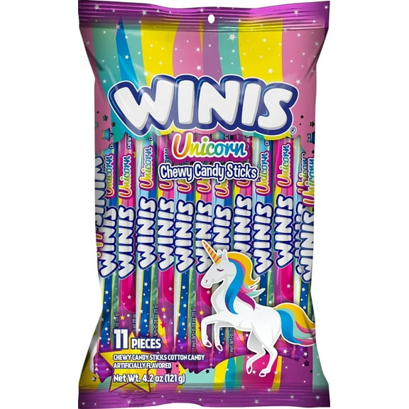Chewy Candy Swirl | Winis Unicorn |Cotton Candy Flavored | Sharing Size 4.3 Oz Bag - 11 Pieces