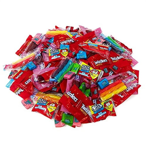 Chewy Fruit Candy Assortment - 2 lbs - Jolly Rancher Chews and Gummies + Twizzlers Original and Rainbow Twists - Soft Gummy Candy Party Mix Bulk Sweet Assortment - Individually Wrapped, 32 oz.