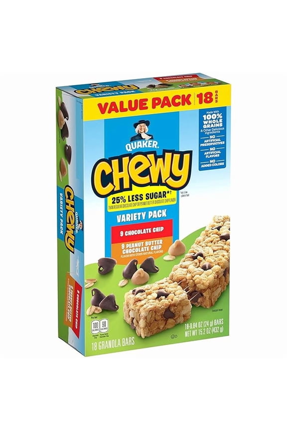 Chewy Granola Bar Variety Pack, 0.84 Oz, 18 Ct