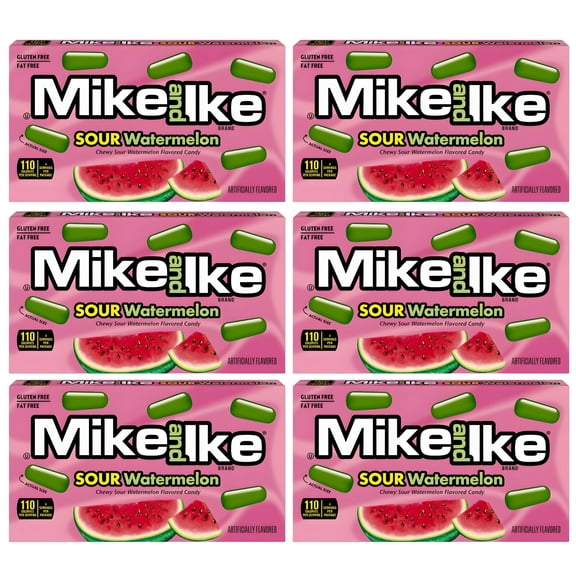 Chewy Sour Watermelon Candy, Theater Box 6-Pack, Fruit-Flavored Candy for Sharing and Movie Nights