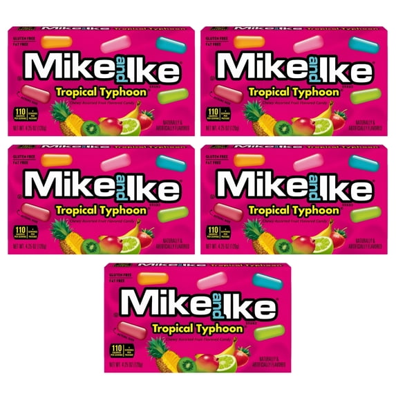 Chewy Tropical Flavored Candy, Theater Box, 5-Pack, Assorted Flavors for Party Favors, Snacking, Gift Baskets, Stocking Stuffers, and Goodie Bag Fillers