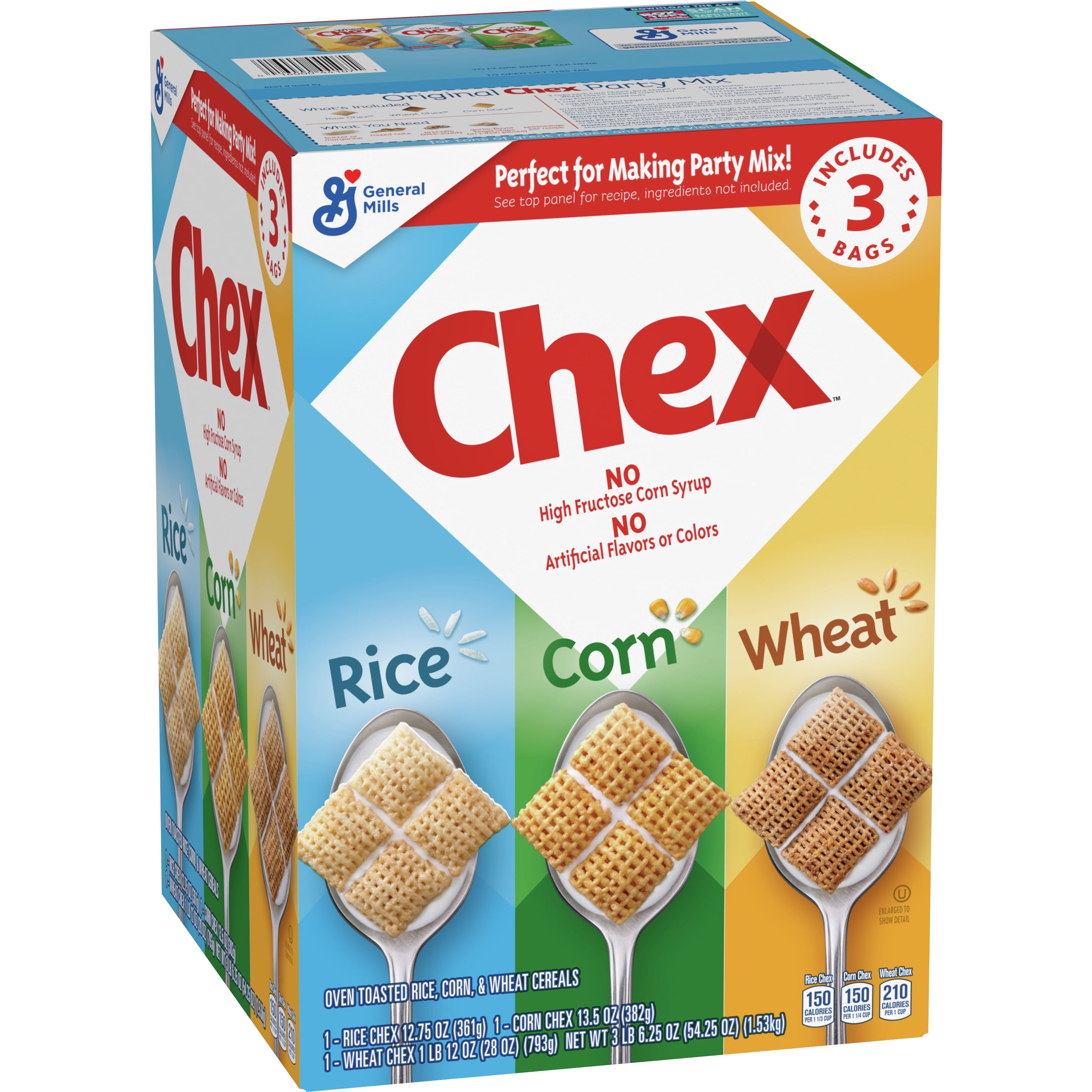 Chex Breakfast Cereal Variety Pack, Homemade Chex Mix Ingredient, 3 lbs