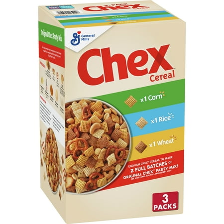 Chex Cereal Party Mix Variety Pack, Corn, Rice and Wheat Chex, 36.5 oz, 3ct