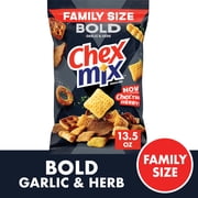 Chex Mix Bold Garlic and Herb Snack Mix, Family Size, Snacks, 13.5 oz