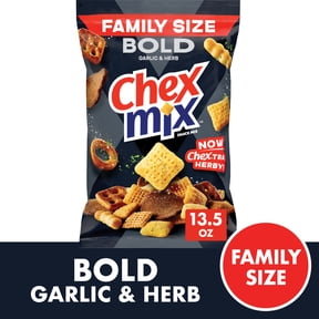Chex Mix Bold Garlic and Herb Snack Mix, Family Size, Snacks, 13.5 oz