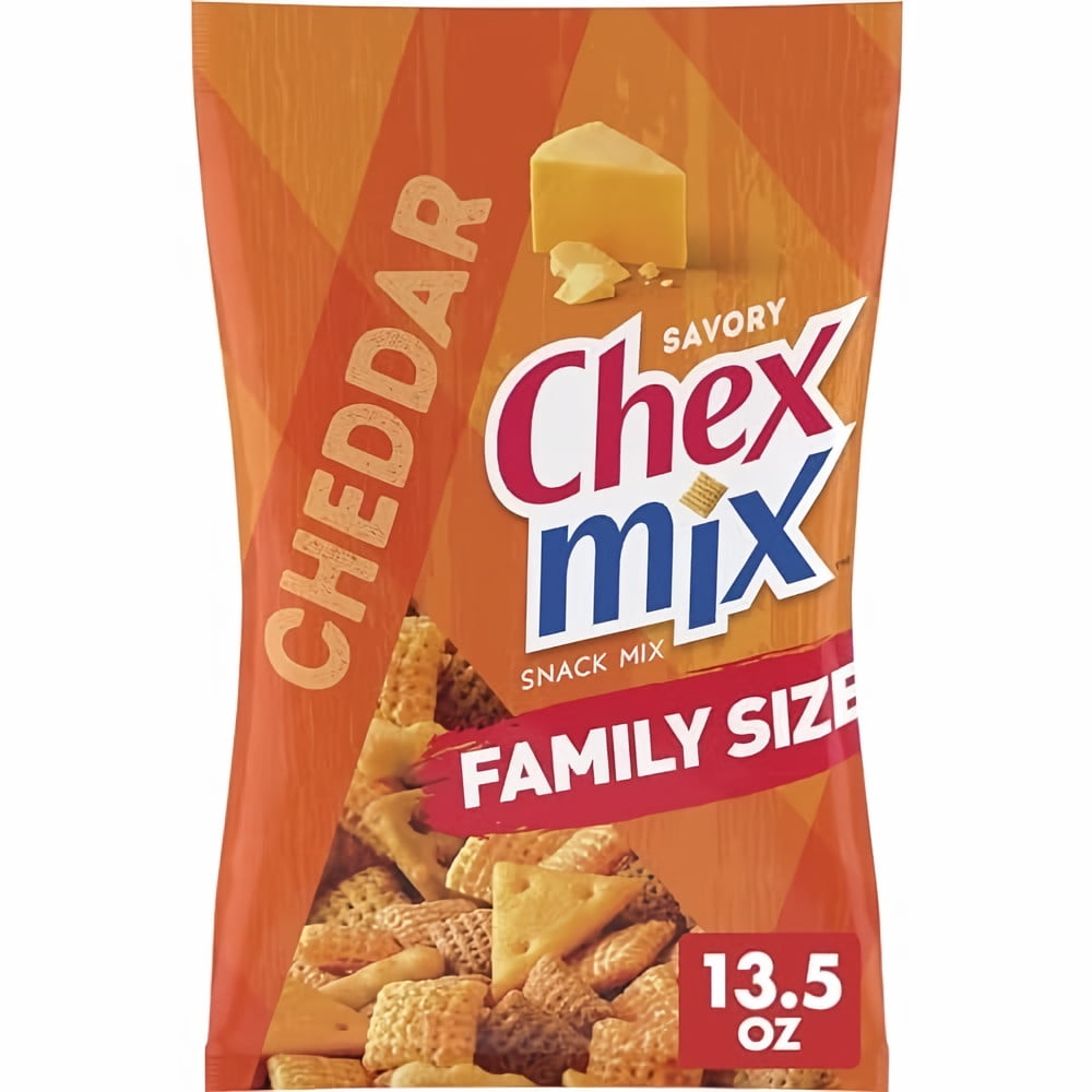 Chex Mix Cheddar Savory Snack Mix Family Size 13.5 oz (Pack of 4)