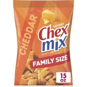 Chex Mix Cheddar Savory Snack Mix, Family Size, 15 oz Bag