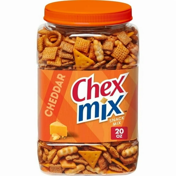 Chex Mix Cheddar Savory Snack Mix, Salty Snacks Tub, 20 oz - 2 Pack