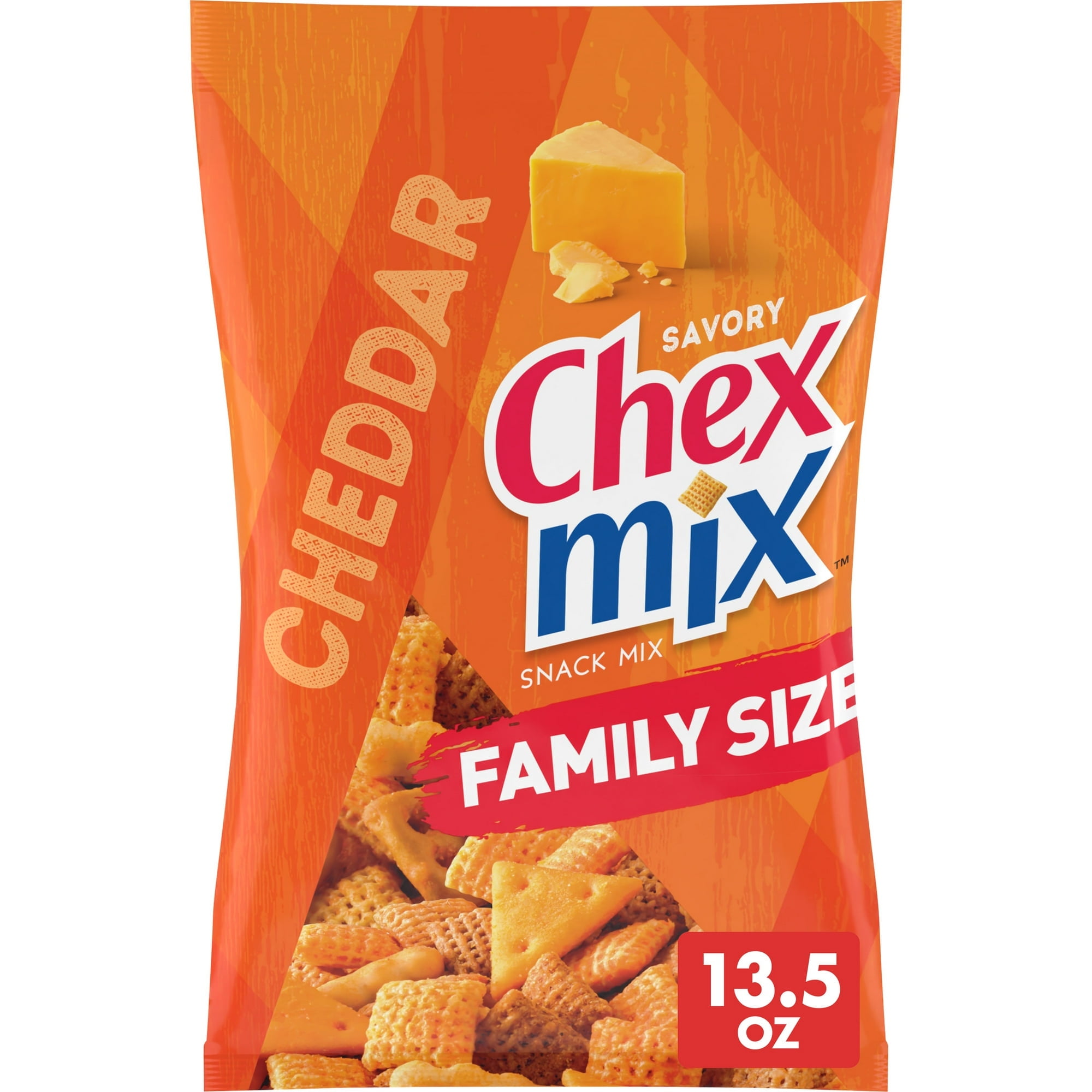 Chex Mix Cheddar Savory Snack Mix, Snacks, Family Size, 13.5 oz(2 Packs)