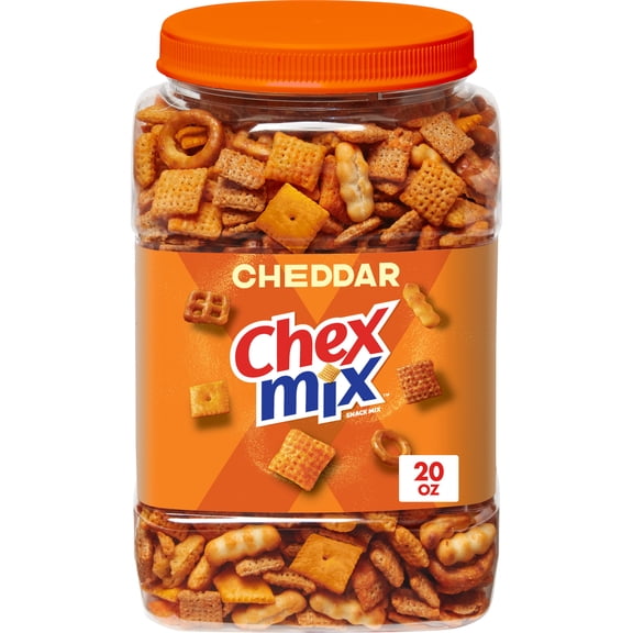 Chex Mix Cheddar Snack Mix, Salty Snacks Tub, 20 oz