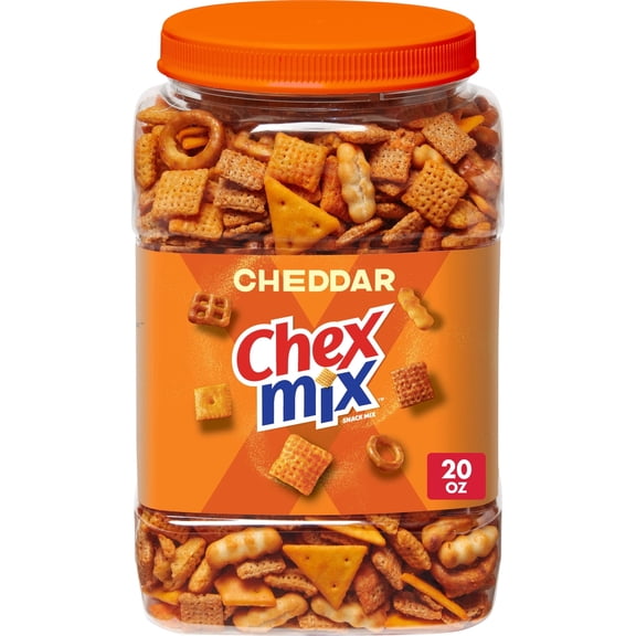 Chex Mix Cheddar Snack Mix, Salty Snacks Tub, 20 oz