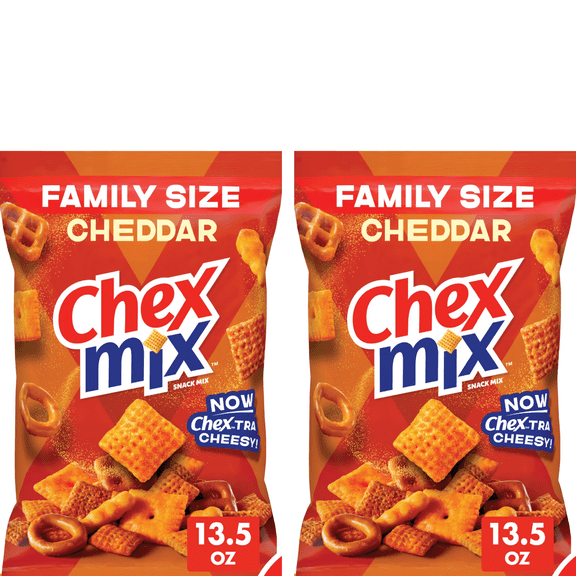 Chex Mix Cheddar Snack Mix, Savory Snack , Family Size, 13.5 oz