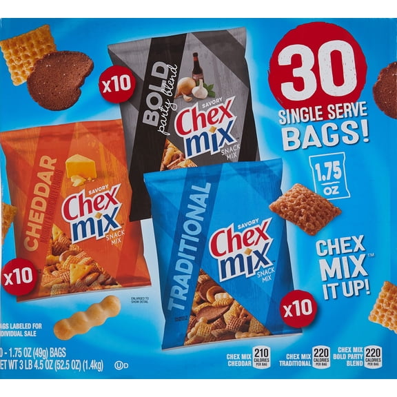 Chex Mix Classics Snack Mix, 1.75 Ounce (Pack Of 30)