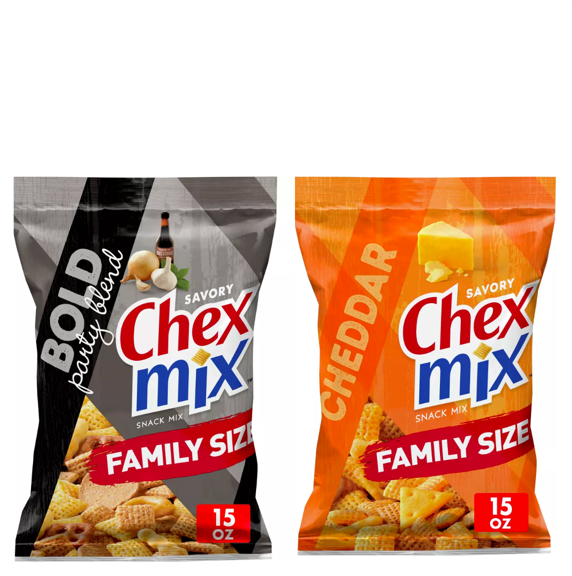 Chex Mix FamilySize Variety Pack Bold party and Cheddar Mix 15oz of Flavorful Snacking