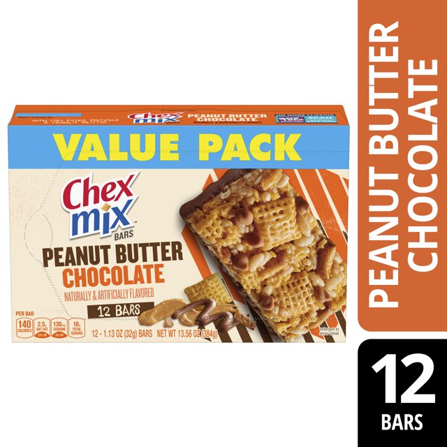 Chex Mix Peanut Butter Chocolate Treat Bar, Value Pack, 12 Bars