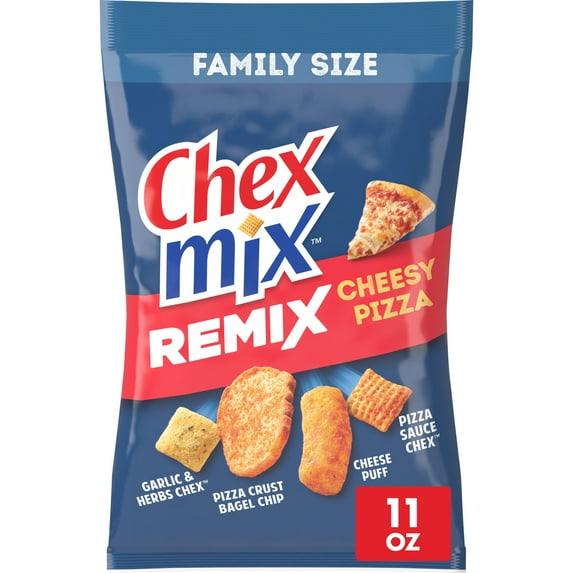 Chex Mix Remix Cheesy Pizza Snack Mix, Snack Bag, Family Size, 11 oz