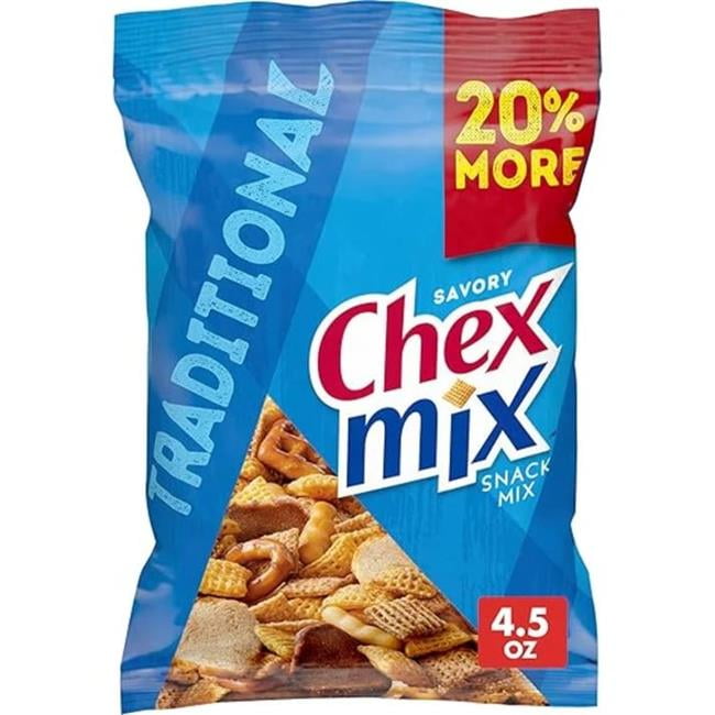 Chex Mix Savory Traditional Snack Mix, Classic Crunchy Party Snack, 4.5 OZ (Pack of 8)