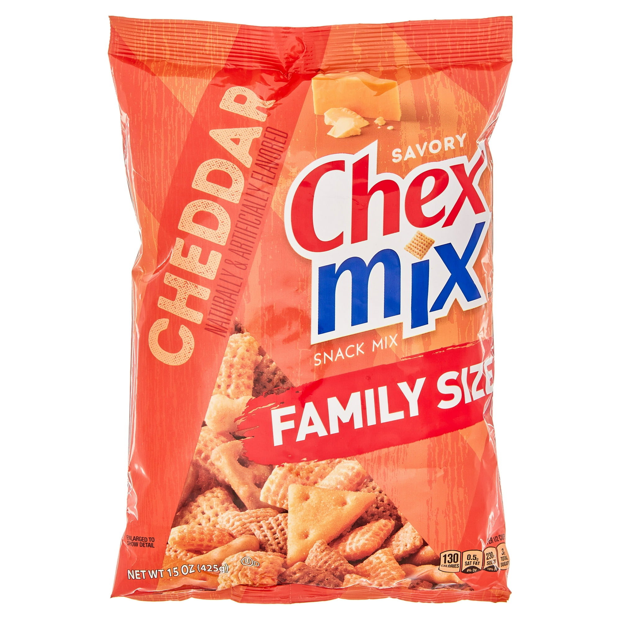 Chex Mix Snack Mix, Cheddar, Savory Snack Bag, Family Size, 15 oz