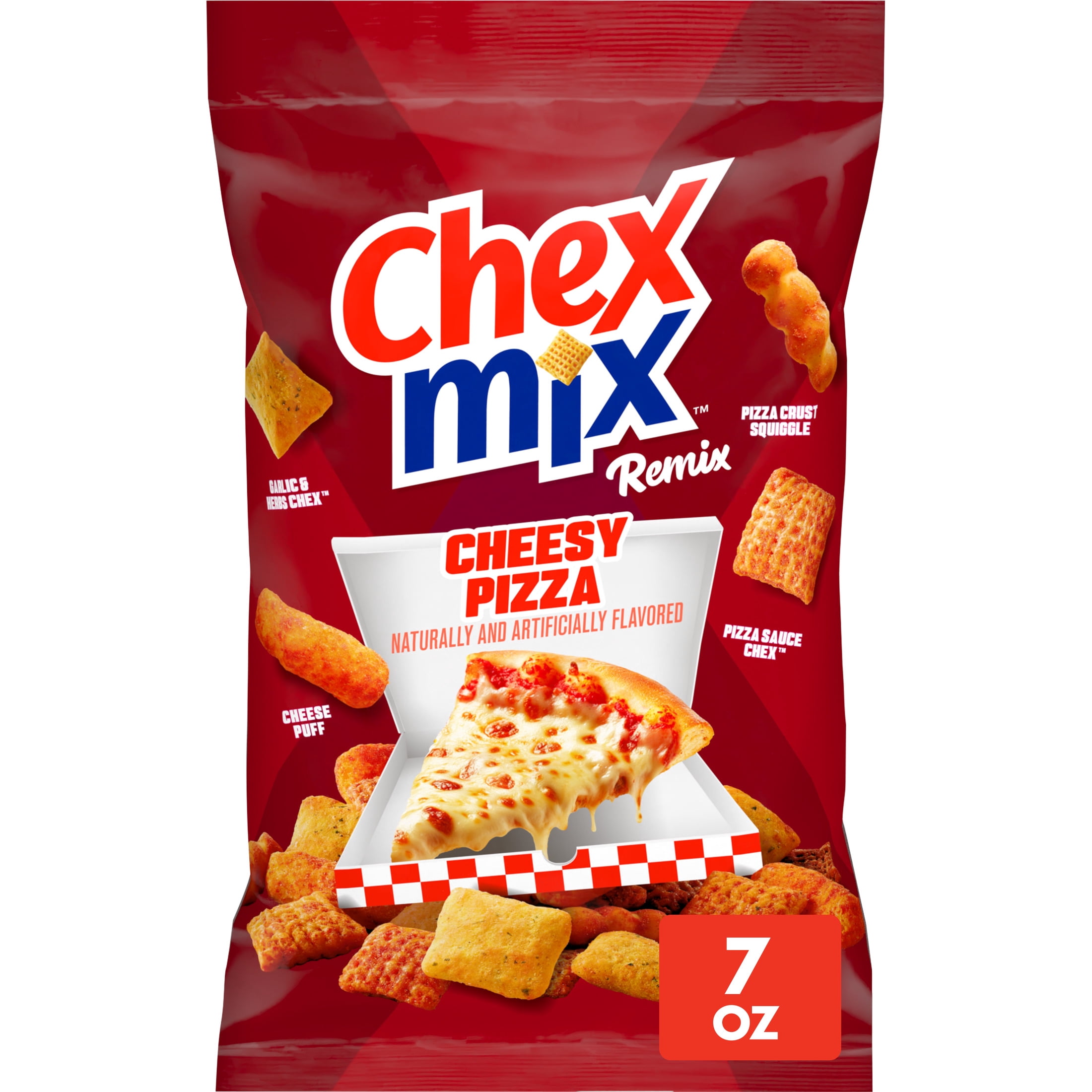 Chex Mix, Snack Mix, Remix Cheesy Pizza, 7 oz, Includes Pizza