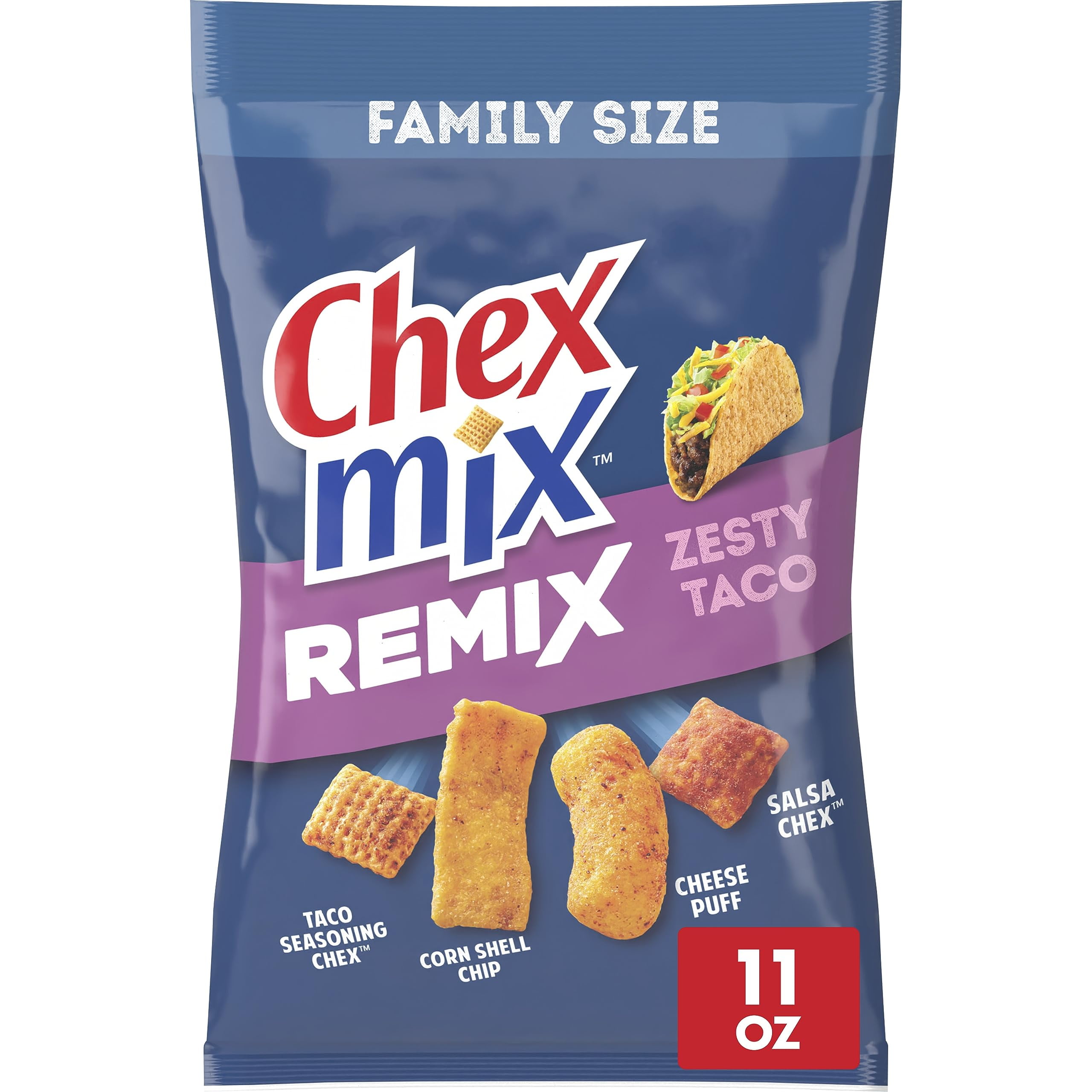 Chex Mix Snack Mix, Remix Zesty Taco, GBM1Savory Snack Bag, 11 oz