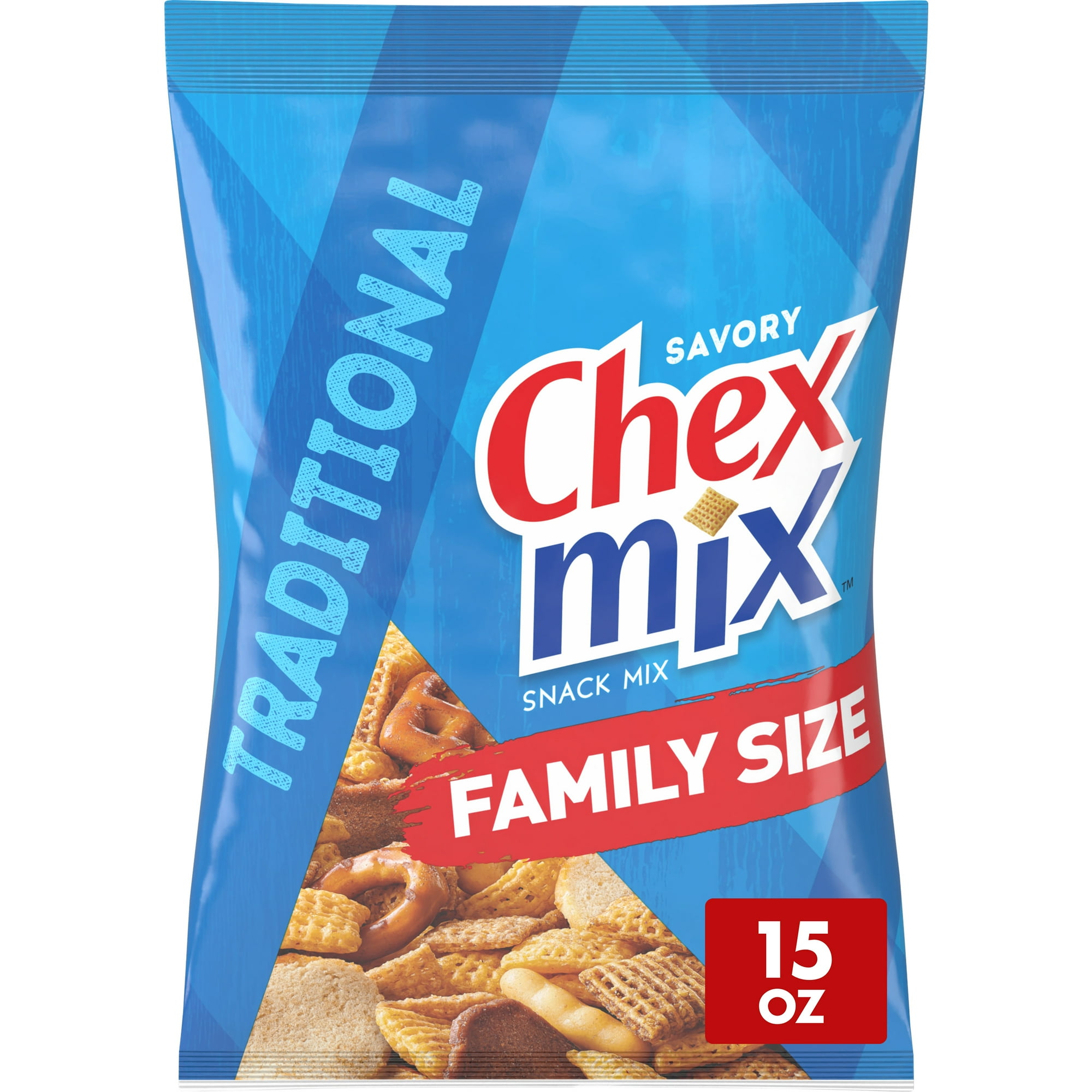 Chex Mix Snack Mix, Traditional, Savory Snack Bag, Family Size, 15 oz