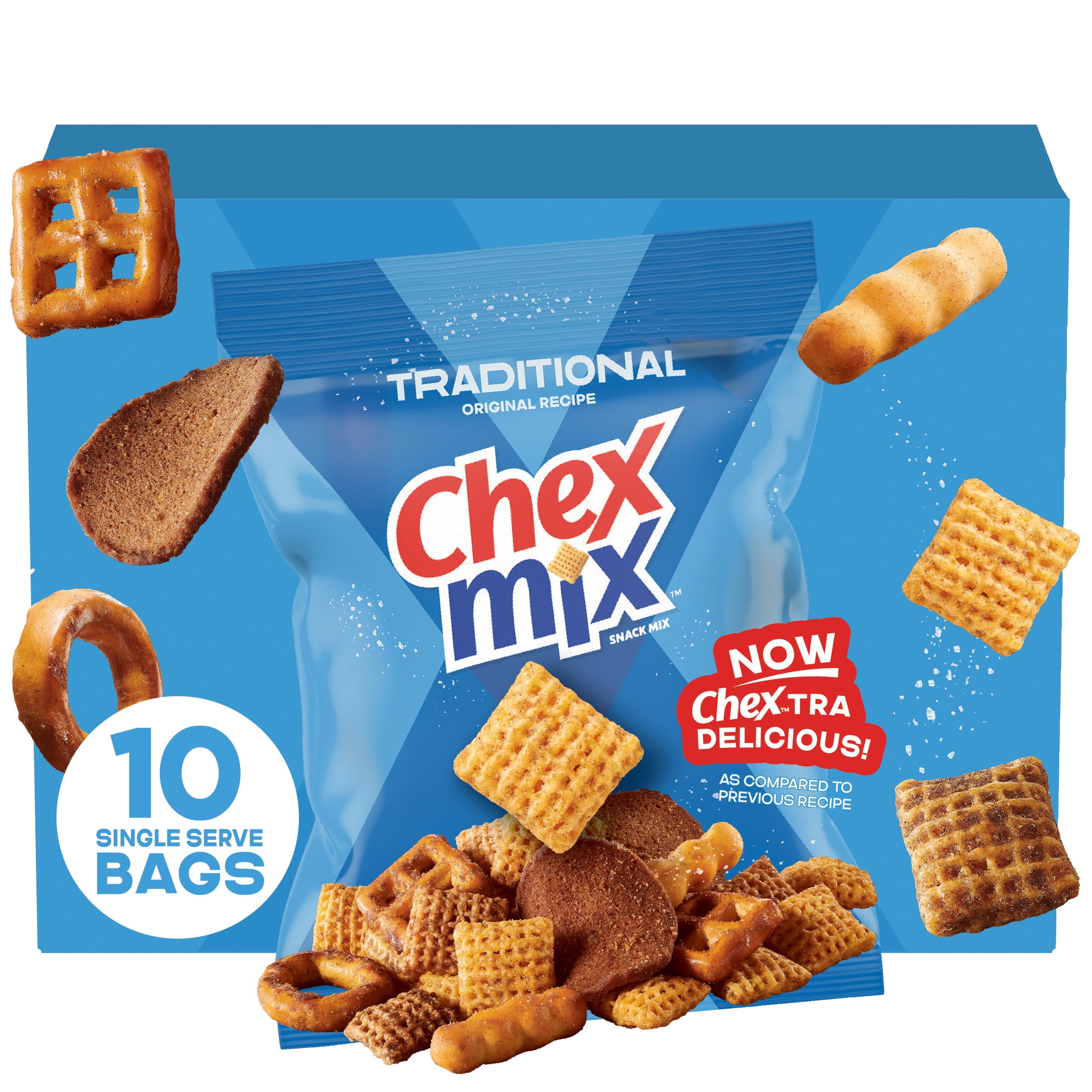 SxTxH 4枚セット Chex Mix Traditional Savory Snack Mix Party Pack 17.5 oz 10 Single