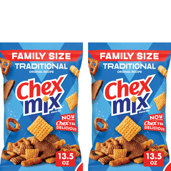 Chex Mix Traditional Original Recipe Snack Mix, Savory Snack , Family Size, 13.5 oz